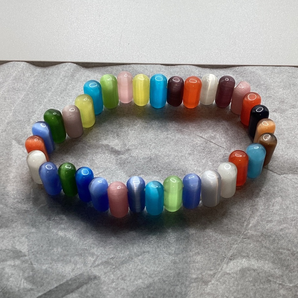 Colorful Glass Bead Stretch Bracelet - Multicolor